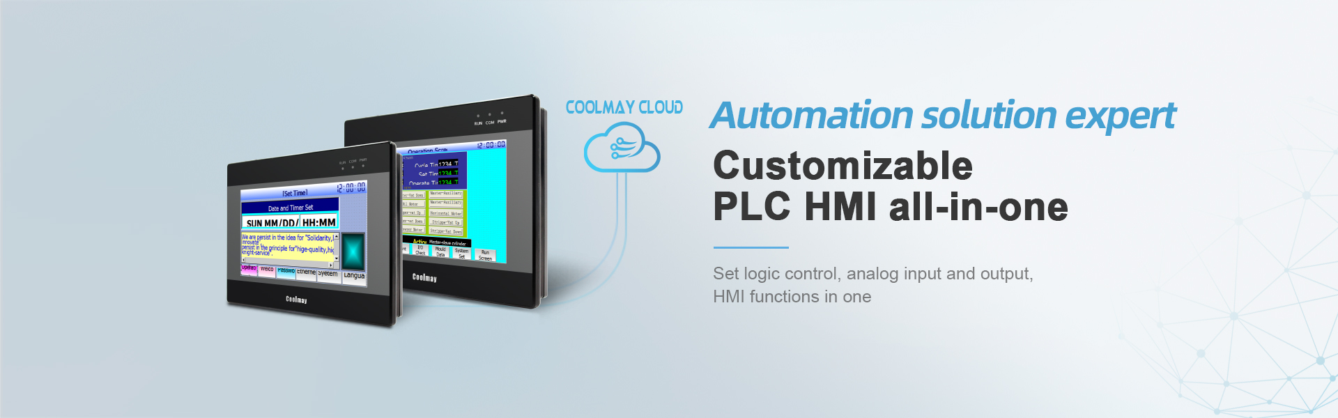 HMI PLC All In One, PLC Logic Controller, HMI Control Panel, Three Phase VFD, PLC Power Supply, Industrial IoT Module, Promotion - Shenzhen Coolmay Technology Co., Ltd.